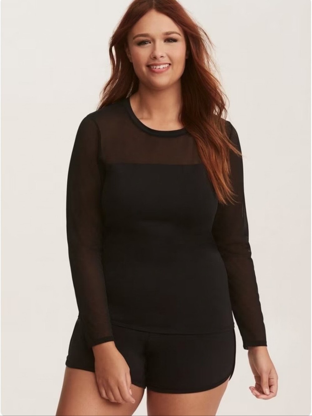 Torrid Black Long Sleeve Swim Rashguard w/ Sheer Mesh Sleeves Size 1 1X 14/16